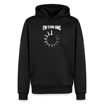 Schachkönig Schach Königin Schachmeister denke ich - Männer Premium Bio Hoodie - Schwarz - Vorne - Nico (187cm)