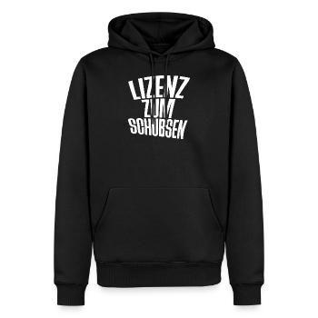 Lizenz zum Schubsen - Männer Premium Bio Hoodie - Schwarz - Vorne - Nico (187cm)