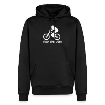 Waden statt laden - Männer Premium Bio Hoodie - Schwarz - Vorne - Nico (187cm)