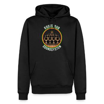 Roots Dub sound system - Men’s Premium Organic Hoodie - black - Front - Nico (187cm)