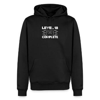 Level 18, gift 18th birthday gaming gift - Men’s Premium Organic Hoodie - black - Front - Nico (187cm)