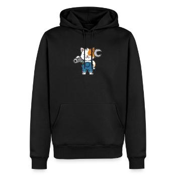 Mécanicien Chat Avec une clé à molette pour - Sweat à capuche Premium bio Homme - noir - Devant - Nico (187cm)