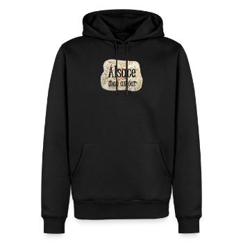 Alsace mon amour - Sweat à capuche Premium bio Homme - noir - Devant - Nico (187cm)