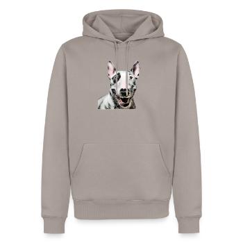 Bullterrier - Männer Premium Bio Hoodie - Taupe - Vorne - Nico (187cm)