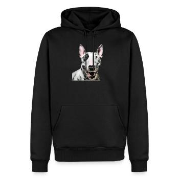 Bull terrier - Sweat à capuche Premium bio Homme - noir - Devant - Nico (187cm)