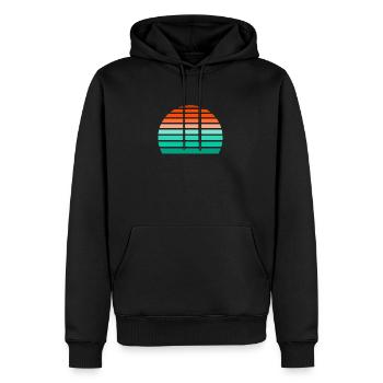 Coucher de soleil vintage - Sweat à capuche Premium bio Homme - noir - Devant - Nico (187cm)