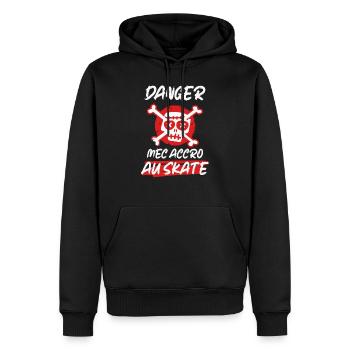 Mec accro au skate skateur skater cadeau drôle - Sweat à capuche Premium bio Homme - noir - Devant - Nico (187cm)