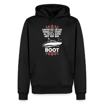 Alter Mann und sein Boot - Männer Premium Bio Hoodie - Schwarz - Vorne - Nico (187cm)