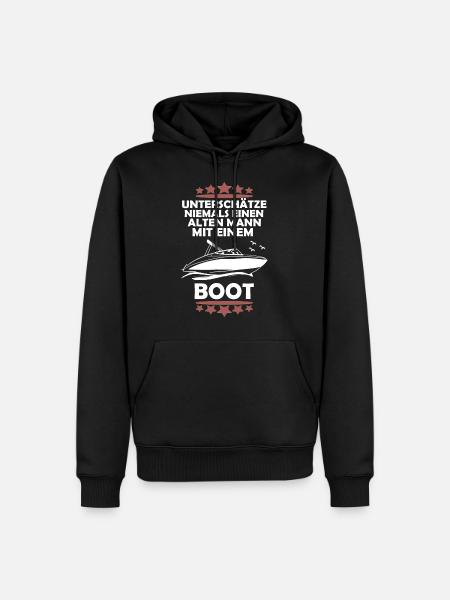 Alter Mann und sein Boot - Männer Premium Bio Hoodie - Schwarz