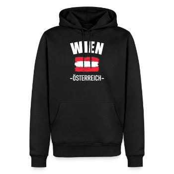 Wien - Männer Premium Bio Hoodie - Schwarz - Vorne - Nico (187cm)