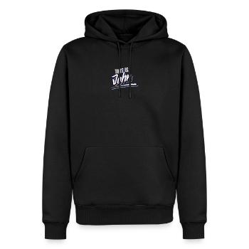 Das ist John - Männer Premium Bio Hoodie - Schwarz - Vorne - Nico (187cm)