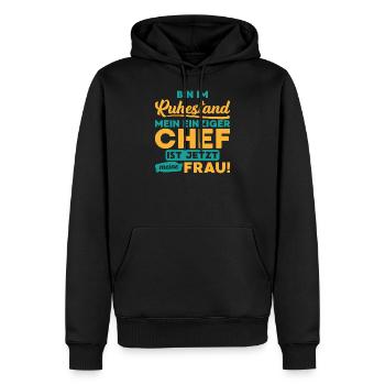 Ruhestand chef frau Pension Spruch Geschenk - Männer Premium Bio Hoodie - Schwarz - Vorne - Nico (187cm)