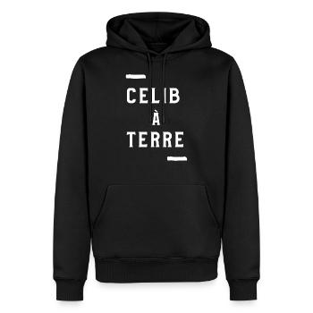 celib à terre blanc - Sweat à capuche Premium bio Homme - noir - Devant - Nico (187cm)