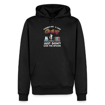 Chemistry is Like Cooking T-Shirt, Chemistry Nerds & - Men’s Premium Organic Hoodie - black - Front - Nico (187cm)