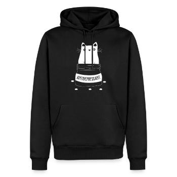 Antidépresseur chat Amoureux des chats Animaux - Sweat à capuche Premium bio Homme - noir - Devant - Nico (187cm)