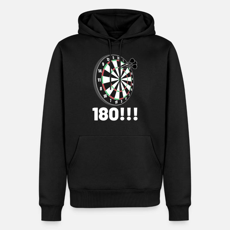 Fléchettes 180 - Sweat à capuche Premium bio Homme - noir