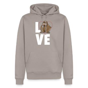 Walrus Love Walrus Animal Park - Men’s Premium Organic Hoodie - taupe - Front - Nico (187cm)