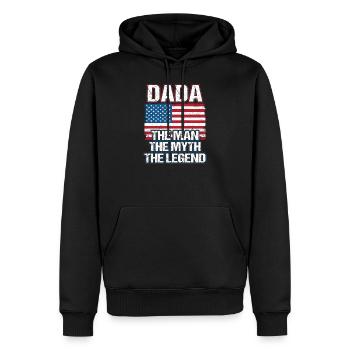 Dada - The Man The Myth The Legend Dad Grandpa - Sweat à capuche Premium bio Homme - noir - Devant - Nico (187cm)