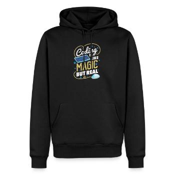 Lustiges Codier-Geschenk für einen Programmierer - Männer Premium Bio Hoodie - Schwarz - Vorne - Nico (187cm)