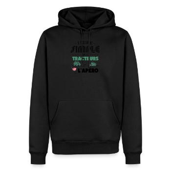 Je Suis Un Mec Simple J'aime Les Tracteurs et L'Ap - Sweat à capuche Premium bio Homme - noir - Devant - Nico (187cm)