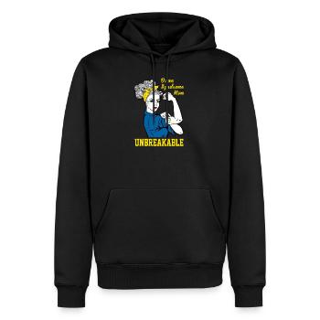 Syndrome de Down Maman Incassable - Sweat à capuche Premium bio Homme - noir - Devant - Nico (187cm)