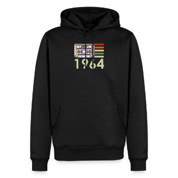 57e anniversaire cadeau juillet 1964 - Sweat à capuche Premium bio Homme - noir - Devant - Nico (187cm)