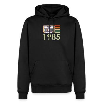 36e anniversaire cadeau juillet 1985 - Sweat à capuche Premium bio Homme - noir - Devant - Nico (187cm)