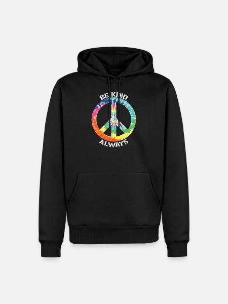 Vær altid venlig Farverig batik fred symbol - Herre Premium økologisk hoodie - sort