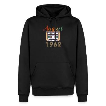 59e anniversaire cadeau d’août 1962 - Sweat à capuche Premium bio Homme - noir - Devant - Nico (187cm)