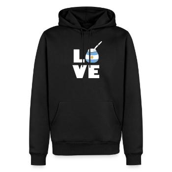 Mate Argentinien - Männer Premium Bio Hoodie - Schwarz - Vorne - Nico (187cm)