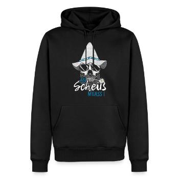 An Scheiß Muass I Bayrisch Lustiger Bayern Spruch - Männer Premium Bio Hoodie - Schwarz - Vorne - Nico (187cm)