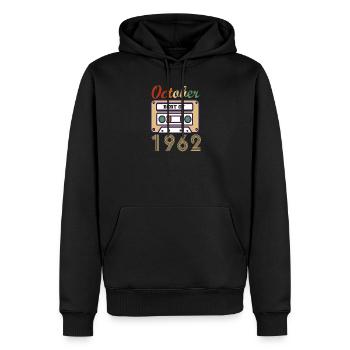 59e anniversaire Cadeau octobre 1962 - Sweat à capuche Premium bio Homme - noir - Devant - Nico (187cm)