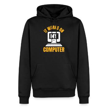 It works on my Computer - Programmer Gift - Men’s Premium Organic Hoodie - black - Front - Nico (187cm)