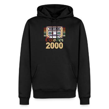 Cadeau du 21e anniversaire octobre 2000 - Sweat à capuche Premium bio Homme - noir - Devant - Nico (187cm)