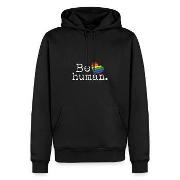 Soyez humain - Sweat à capuche Premium bio Homme - noir - Devant - Nico (187cm)