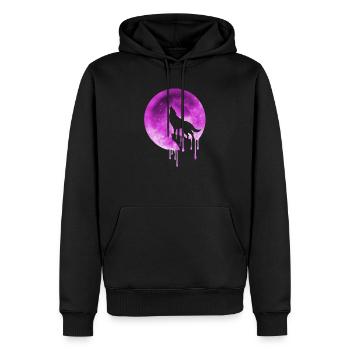 t-shirt de loup pleine lune - Sweat à capuche Premium bio Homme - noir - Devant - Nico (187cm)