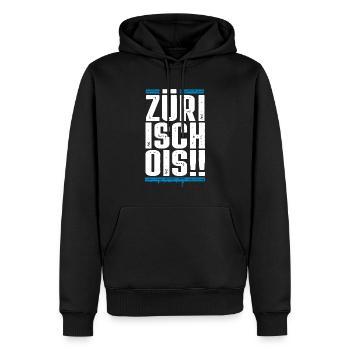 Züri isch ois - Zurich - Züri Gouvernant - Sweat à capuche Premium bio Homme - noir - Devant - Nico (187cm)