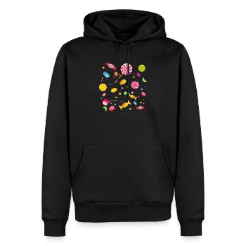 Eine Menge Süßigkeiten,Bonbons,Lollis und Kaugummi - Männer Premium Bio Hoodie - Schwarz - Vorne - Nico (187cm)