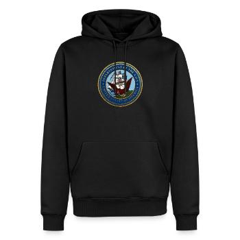 NAVY USA LANDUNG NORMANDIE Louis RUNEMBERG © - Männer Premium Bio Hoodie - Schwarz - Vorne - Nico (187cm)