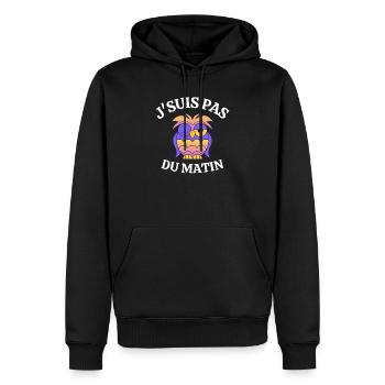 pas du matin, grincheux le matin - Sweat à capuche Premium bio Homme - noir - Devant - Nico (187cm)