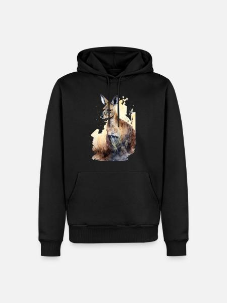 Kängurus Kangeroo Wasserfarben malerei gemälde - Männer Premium Bio Hoodie - Schwarz