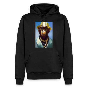 Singe cool avec chaîne en or - Sweat à capuche Premium bio Homme - noir - Devant - Nico (187cm)