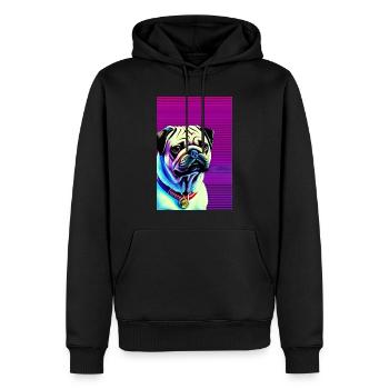 Mops Hund - Männer Premium Bio Hoodie - Schwarz - Vorne - Nico (187cm)