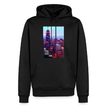 Horizon de la ville de New York - Sweat à capuche Premium bio Homme - noir - Devant - Nico (187cm)