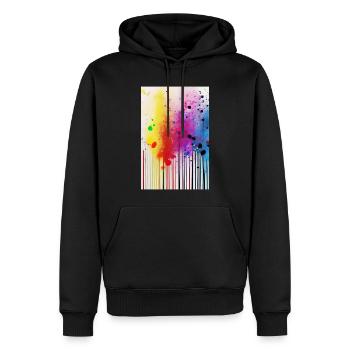 Farbspritzer und Linien - Männer Premium Bio Hoodie - Schwarz - Vorne - Nico (187cm)