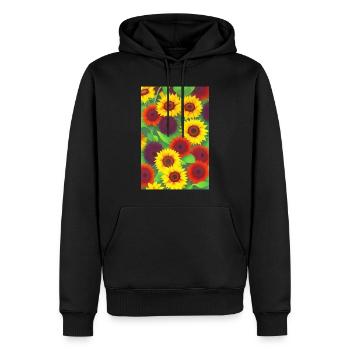 Sonnenblumen - Männer Premium Bio Hoodie - Schwarz - Vorne - Nico (187cm)