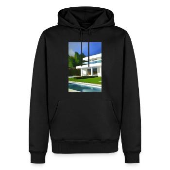 Villa blanche avec piscine - Sweat à capuche Premium bio Homme - noir - Devant - Nico (187cm)