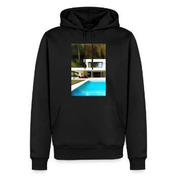 Villa blanche avec piscine - Sweat à capuche Premium bio Homme - noir - Devant - Nico (187cm)