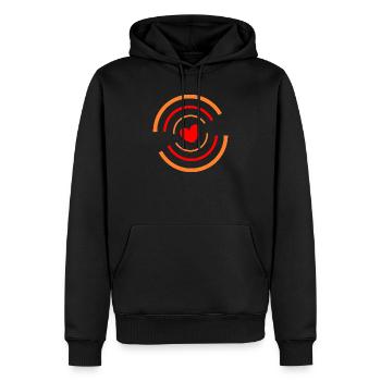 Herz rot mit Streifen - Männer Premium Bio Hoodie - Schwarz - Vorne - Nico (187cm)