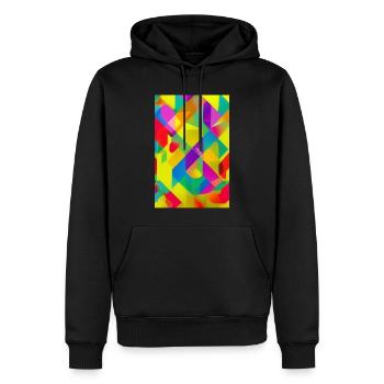 Retro Muster Bunt - Männer Premium Bio Hoodie - Schwarz - Vorne - Nico (187cm)